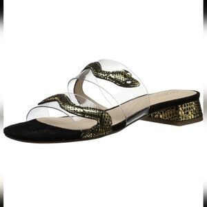 Cecelia New York Gold Black Fun Funky Snake Slide Danica Sandal Size 7